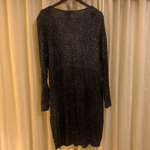 Bee Darling V Neck Black Glitter Dress- Plus Size Junior - Picture 5 of 5